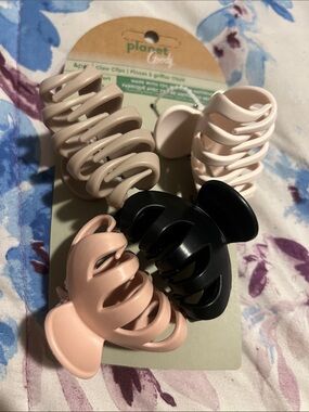Planet by Goody Women's Matte Hair Claw Clip Set - Pink, Blush & Black